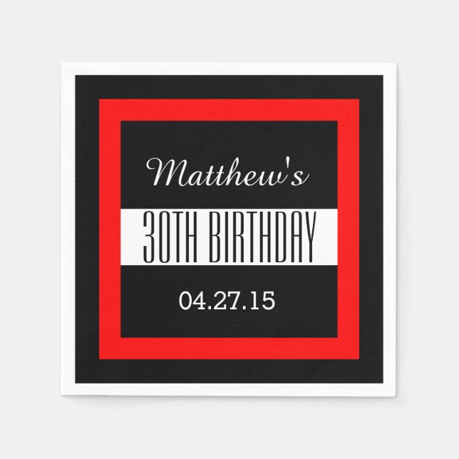 30års födelsedag Party Solid Färgad Square Ram VZ4 Pappersservett (Framsidan)
