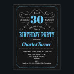 30års födelsedag Party - svart blått Inbjudningar<br><div class="desc">Inbjudan till 30års födelsedag-partiet. Elegant svart,  blå,  vit återgivning med mönster och skript. Skål till 30 år! Berätta om du behöver anpassa dig ytterligare.</div>