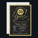 30års födelsedag Party - Svarta Guld Inbjudningar<br><div class="desc">Partiinbjudan till 30års födelsedag för kvinnor eller manar. Elegant inbjudan-kort i svart med faux glitter guld. Teckensnitt för funktionsskript. Skål till 30 år! Perfekt för en snyggt vuxen under firande.</div>