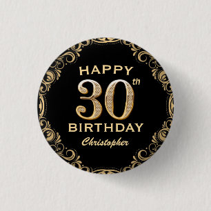 30års födelsedag Party, Svarta havet och Guld Glit Knapp