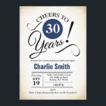30års födelsedag Party - Svartvit marinblå marinvi Inbjudningar<br><div class="desc">Inbjudan till 30års födelsedag i Navy Blue White Black med återskinlig bakgrund. Skål till 30 år! Kan vara personlig till vilket år som helst. Berätta om du behöver anpassa dig ytterligare.</div>