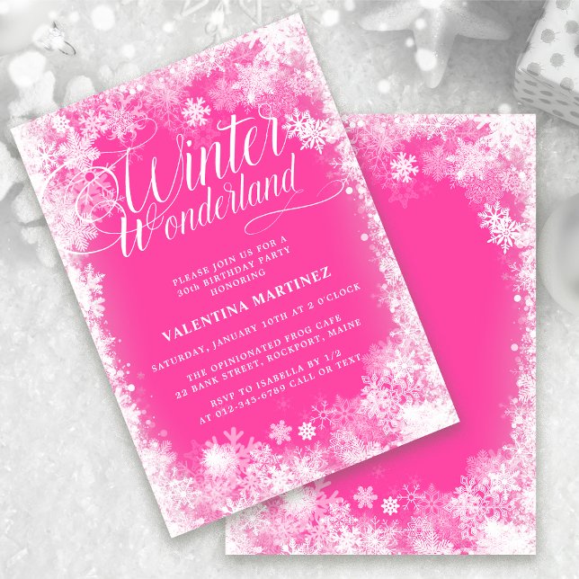 30års födelsedag Party Winter Wonderland Rosa Inbjudningar (Skapare uppladdad)