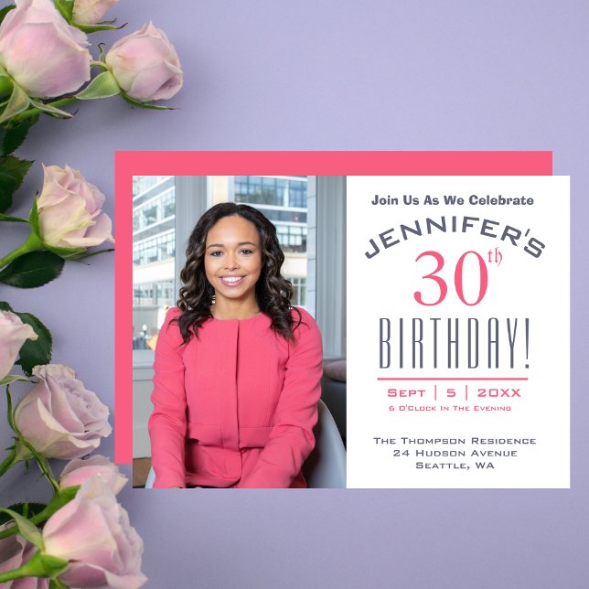 30års födelsedag - Photo Party Inbjudningar (30th Birthday - Photo Party Invitation)