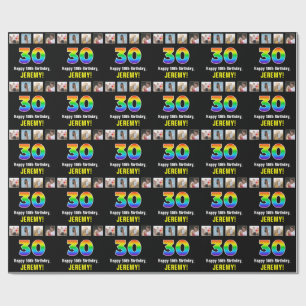 30års födelsedag: Rainbow "30"; Anpassningsbar Pho Presentpapper