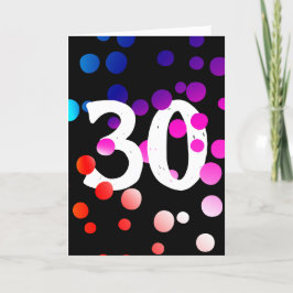 30års födelsedag Rainbow Dots on Black Kort