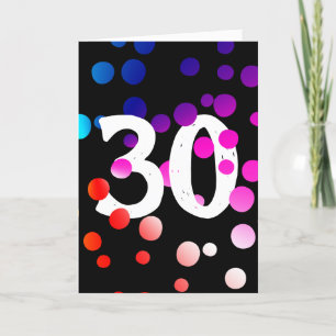 30års födelsedag Rainbow Dots on Black Kort