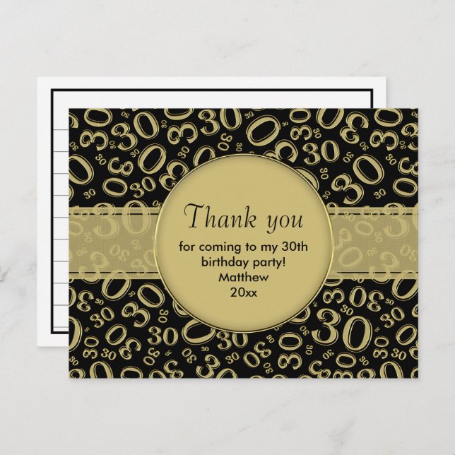 30års födelsedag: Random Number Mönster i Guld/Bla (Fram/baksida)