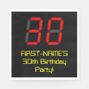 30års födelsedag: Red Digital Clock Stil "30" + Na Pappersservett