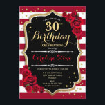 30års födelsedag - Red Guld Black White Rand Ro Inbjudningar<br><div class="desc">Eleganten för inbjudan till 30års födelsedag marsala vin hade en vit svart utformning med faux glitter guld. Mörk Red rand med ro. Perfekt för ett elegant födelsedagsfest.</div>