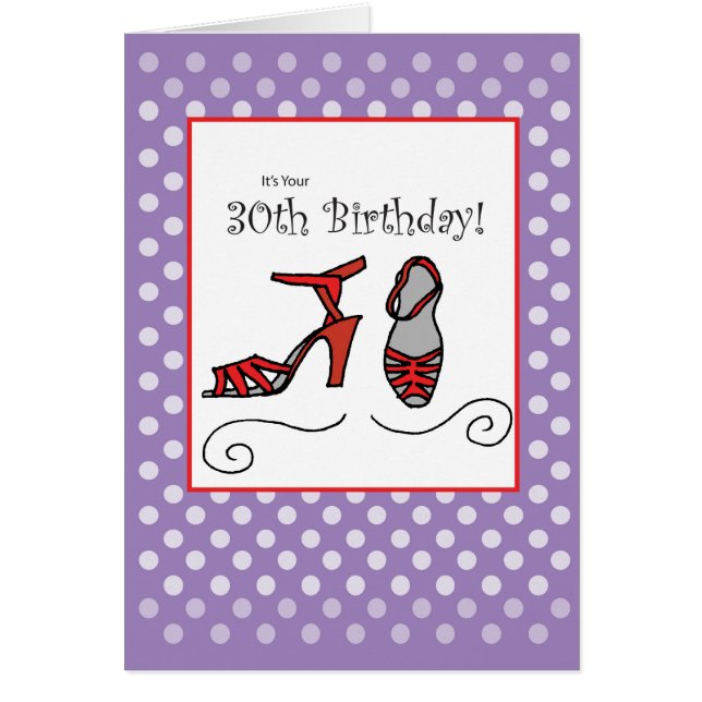 30års födelsedag Red Shoes Hälsningskort (Framsidan)
