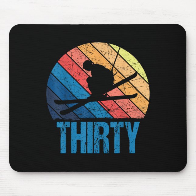 30års födelsedag Retro Ski Skiing 30 år gammal Man Musmatta (Framsidan)