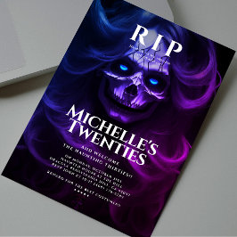 30års födelsedag RIP 20 Dam Skull Rosa Lila Inbjudningar