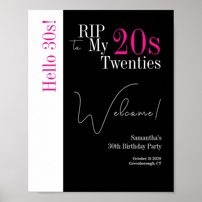 30års födelsedag RIP 20:e Hej 30:e Party Välkommen Poster (Framsidan)