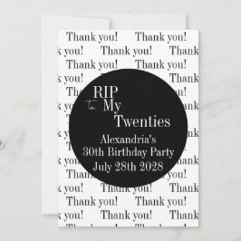 30års födelsedag RIP 20:e Party Tack Kort