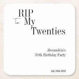 30års födelsedag RIP 20 s minimalt Party Underlägg Papper Kvadrat