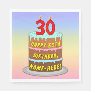 30års födelsedag: Roligt Cake and Candles + Anpass Pappersservett
