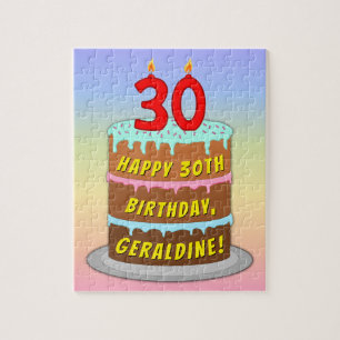 30års födelsedag: Roligt Cake and Candles + Anpass Pussel