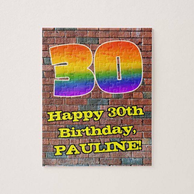 30års födelsedag: Roligt Graffiti-Inspired Rainbow Pussel (Vertikal)