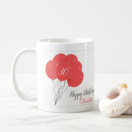 30års födelsedag rosa-ballongkaffe mugg