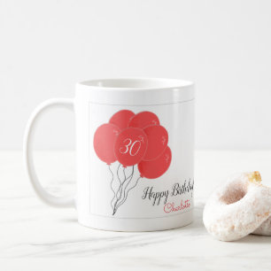 30års födelsedag rosa-ballongkaffe mugg