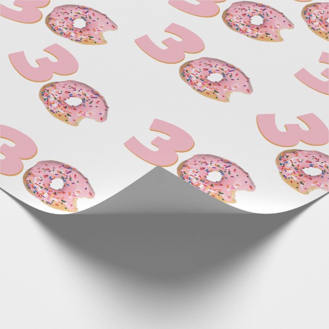 30års födelsedag Rosa Donut Presentpapper (Hörn)