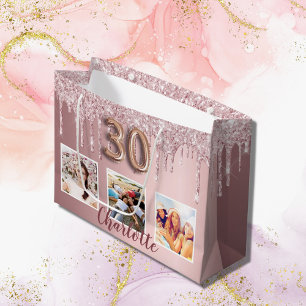30års födelsedag rosa glitter droppar fotomonogram