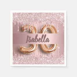 30års födelsedag rosa glitter monogram pappersservett