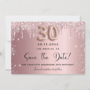 30års födelsedag  rosa silver spara datumet