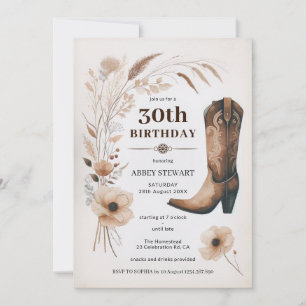 30års födelsedag:s inbjudan Rustic Cowgirl Blommig