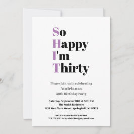 30års födelsedag, så Lycklig är jag trettio Inbjudningar