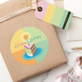 30års födelsedag Segce of Cake Sticker Runt Klistermärke
