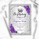 30ÅRS FÖDELSEDAG - SILVER RAND LILA RO INBJUDNINGAR<br><div class="desc">Inbjudan till 30års födelsedag. Utformning av blommigten för elegant i silver och lila. Funktioner faux glitter silver rand,  lila ro snyggt script font och confietti. Perfekt för en glam-födelsedagsfest.</div>