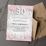 30års födelsedag silver rosa glitter är lyxen inbjudningar<br><div class="desc">En modern,  snyggt och glamorös inbjudan till 30års födelsedag party. En faux silver-tittar bakgrund,  dekorerad med rosa och faux silver glitter,  gnistor. Anpassa och lägg till ditt namn och information om party. Nummer 30 skrivs med ett stil-skript med ballong.</div>