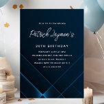 30års födelsedag Simple Modern Mörk blått Geometri Inbjudningar<br><div class="desc">Modern och minimalistisk inbjudan till Mörk blått 30års födelsedag med ett sofistikerat,  neongeometriskt mönster. Ljusvit verkligen på de mörk blått bakgrundssidorna.</div>