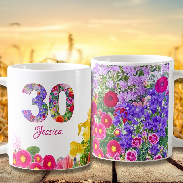 30års födelsedag sistergåva - Blommigt 30 år Kaffemugg (Skapare uppladdad)