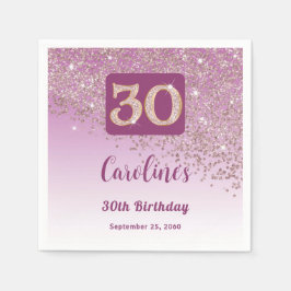 30års födelsedag Söt Ro Guld Glitter Pappersservett