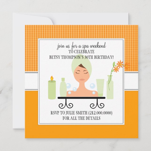 30års födelsedag Spa Helg Getaway-inbjudan Inbjudningar (Framsida)