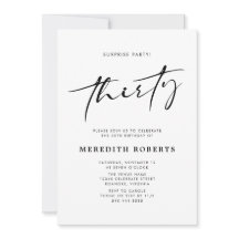 30års födelsedag Surprise Party Chic Modern skript