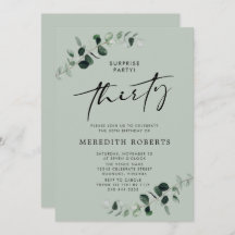 30års födelsedag Surprise Party Eucalyptus Sage