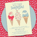 30års födelsedag Surprise Party Ice Cream Cone Inbjudningar<br><div class="desc">Nytt för sommaren 2024. Vår "Ice Cream,  You Skräm We All Skräg Surprise"-inbjudan till 30års födelsedag! Följs av tre reflekterande vattenfärgade glasskoner i färg med patriotisk röd,  vit och blå glass och sprinkler.</div>