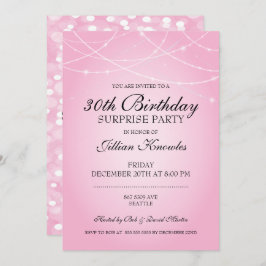 30års födelsedag Surprise Party Rosa String Ljus Inbjudningar