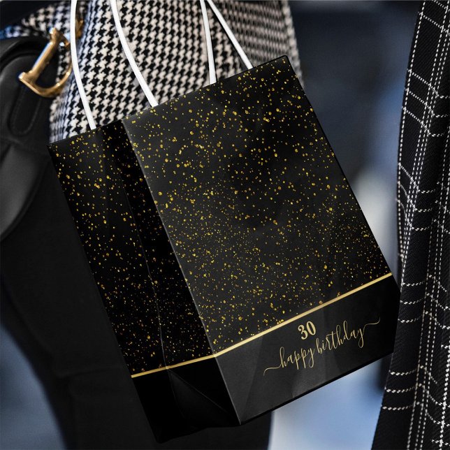 30års födelsedag, svart-guld, glitter, gift Bag (Skapare uppladdad)