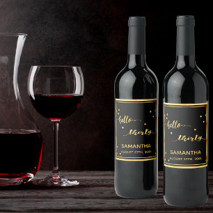 30års födelsedag svart guld hej 30-manus namn vinflaska etikett