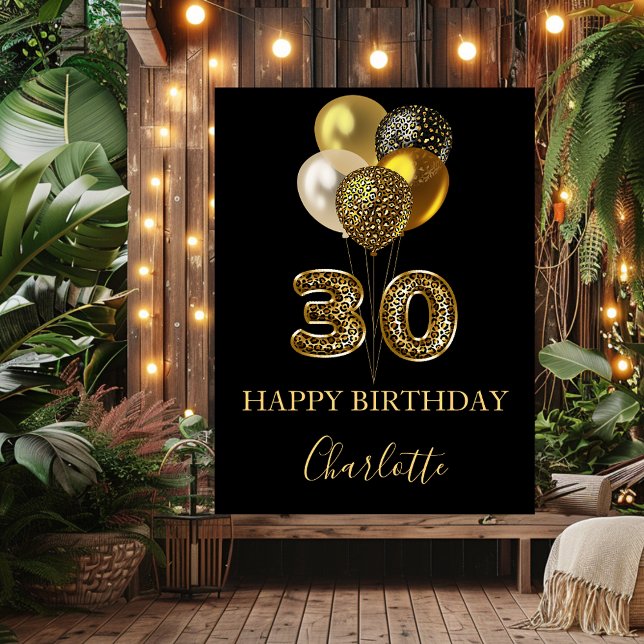 30års födelsedag svart guld leopard poster (Skapare uppladdad)