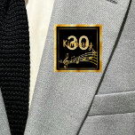 30års födelsedag svart guld musik noter namn knapp<br><div class="desc">Elegantens svarta färgad med faux guld musik noter och ett faux guld ram för en 30års födelsedag party för både honom och henne. Mallar för ålder och namn. Brev och nummer.</div>