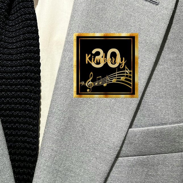30års födelsedag svart guld musik noter namn knapp (Skapare uppladdad)