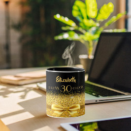 30års födelsedag svart guld namn elegant mugg