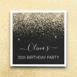 30års födelsedag Svarta Guld Glitter, oavsett ålde Pappersservett