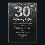 30års födelsedag - Svarta Silver Inbjudningar<br><div class="desc">Inbjudan till 30års födelsedag. Elegant svartvit design med faux glitter silver. Vuxens födelsedag. Har diamanter och skriptteckensnitt. manar eller kvinnor på inbjudan. Perfekt för en snyggt födelsedagsfest. Berätta om du behöver anpassa dig ytterligare.</div>