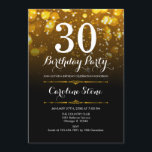 30års födelsedag - Svartvit Guld Inbjudningar<br><div class="desc">Inbjudan till 30års födelsedag. VARJE AGE-Elegant är svartvit med faux glitter guld borkeh ljus. Vuxens födelsedag. Har diamanter och skriptteckensnitt. Manar eller kvinnor i inbjudan. Perfekt för en snyggt födelsedagsfest. Berätta om du behöver anpassa dig ytterligare.</div>